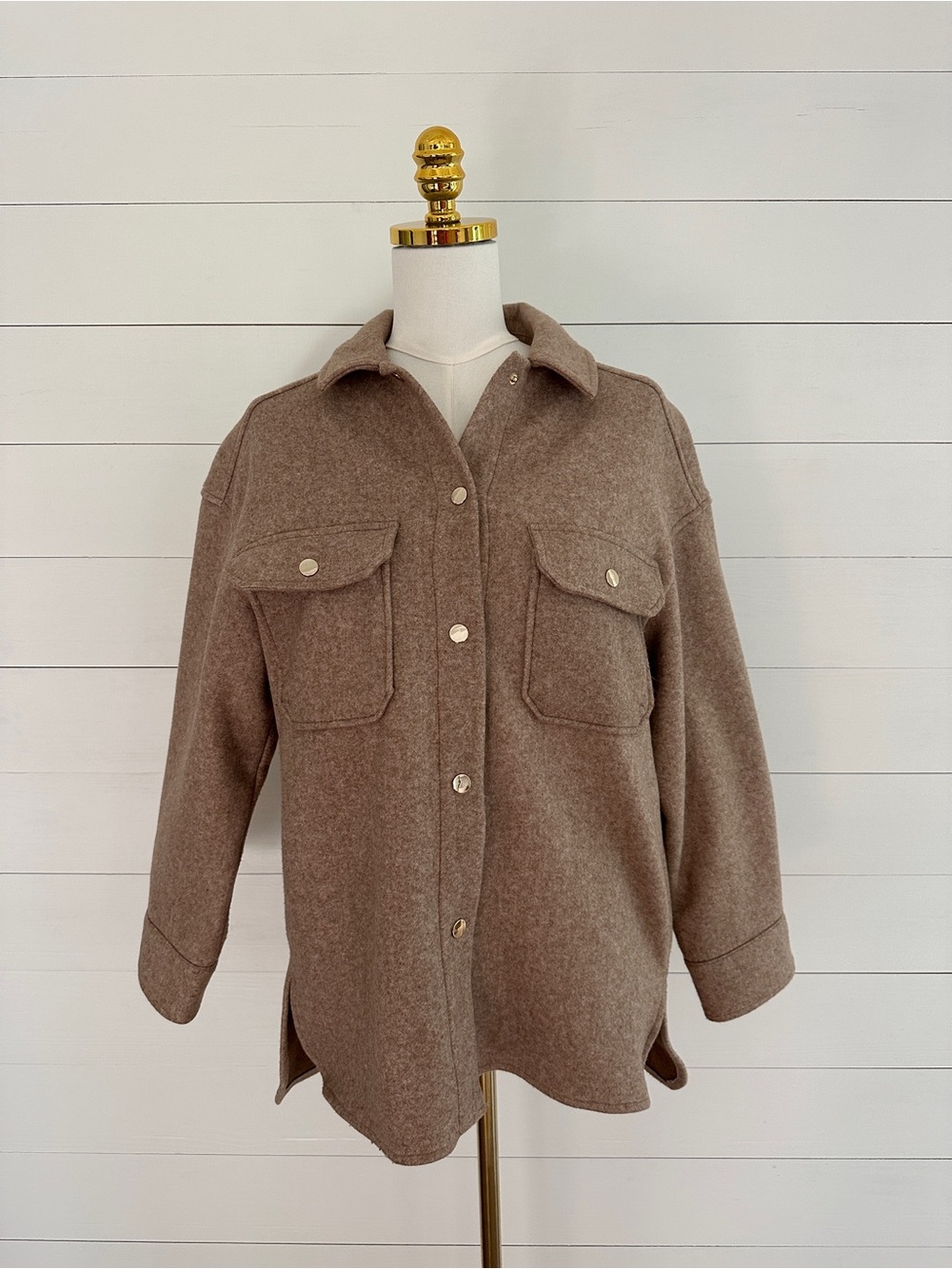 Zara Womens Taupe Button-Front Jacket